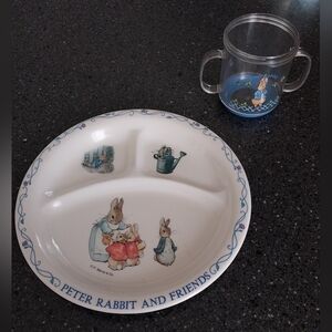 Vintage Peter Rabbit and Friends Plate And Child's Cup By Eden